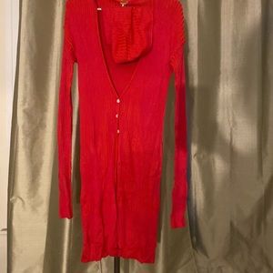 NWOT  xs pink Free People long cardigan with bandeau